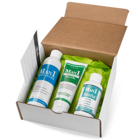 Man1 Man Oil bottle demonstrates advanced moisturizing care for penile skin.