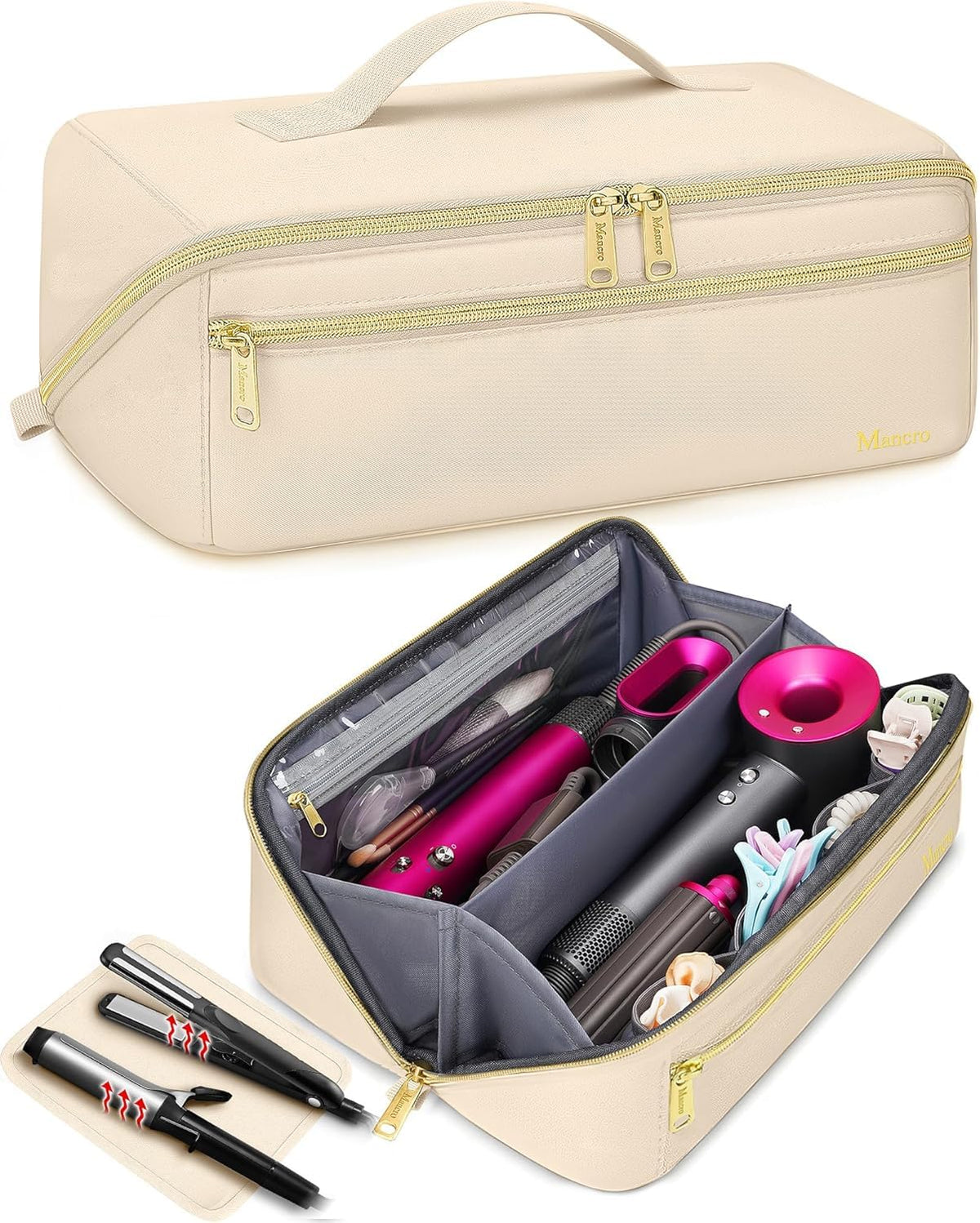 Mancro hot hair tools travel bag exterior showing compact travel-ready design