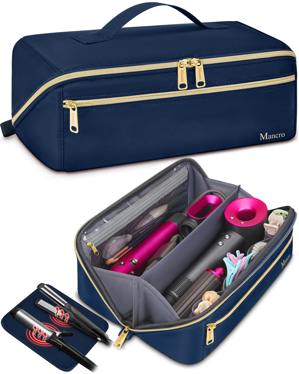 Mancro travel bag in use during travel, keeping tools organized at a glance.