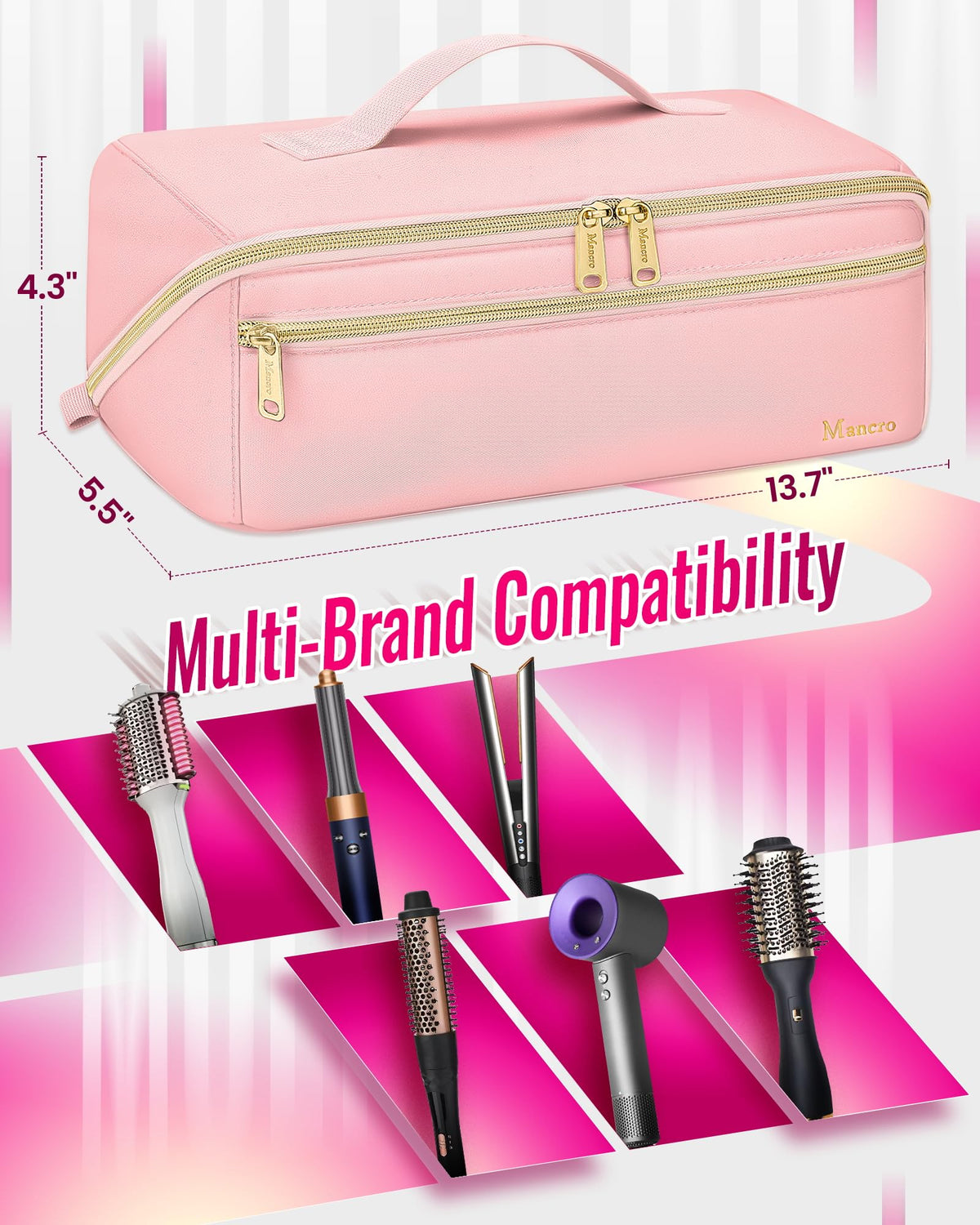 Mancro water-resistant exterior shields contents from splashes during travel.