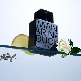 Mandarina Duck Black lifestyle shot suggests sophisticated evening wear