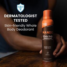Mando 72-hour odor control claim illustrated for daily protection.