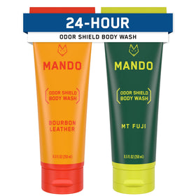 Mando Acidified Body Wash Bourbon Leather bottle with premium scent and skin-friendly formula.