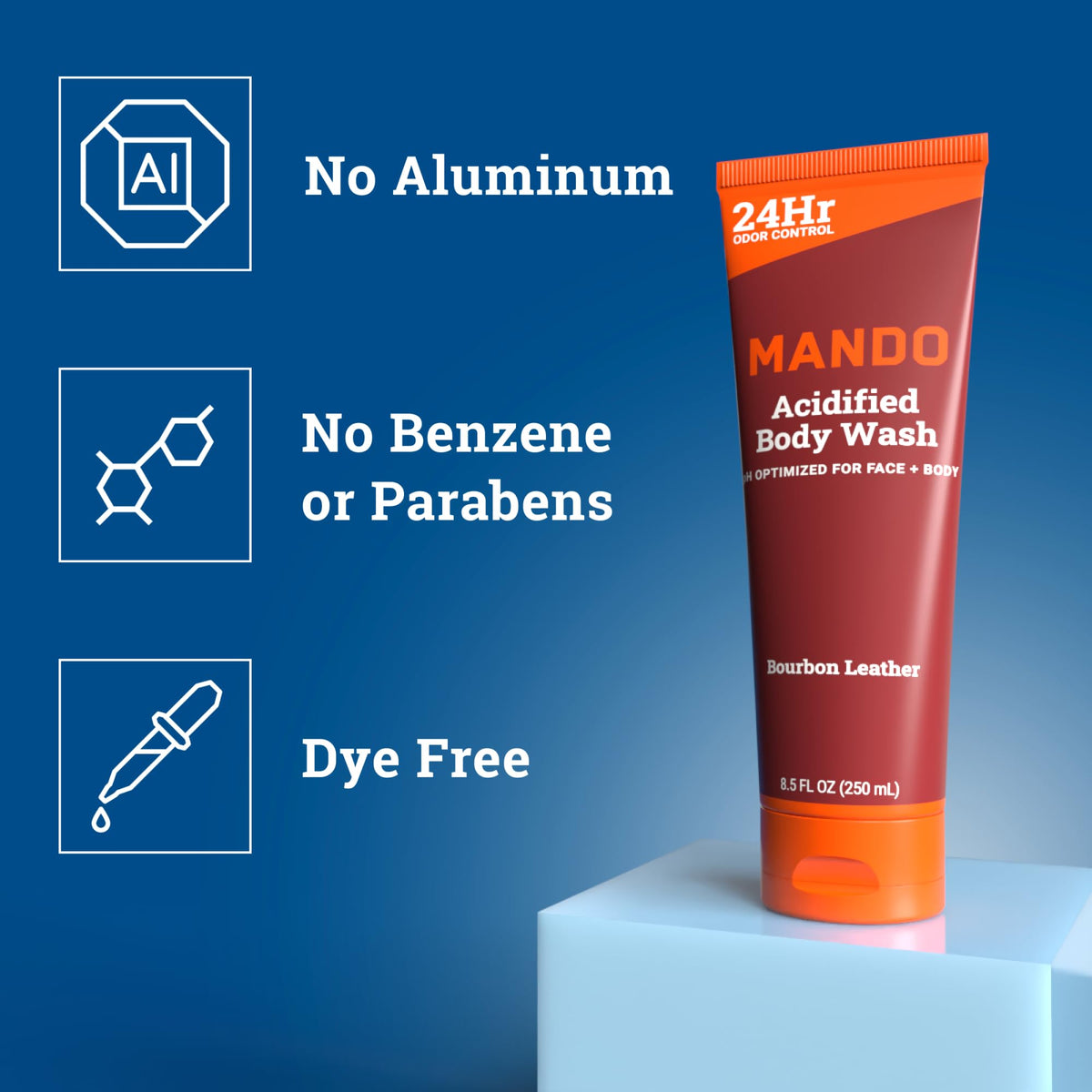 Mando Mandelic acid pH balance bottle highlight for skin comfort.