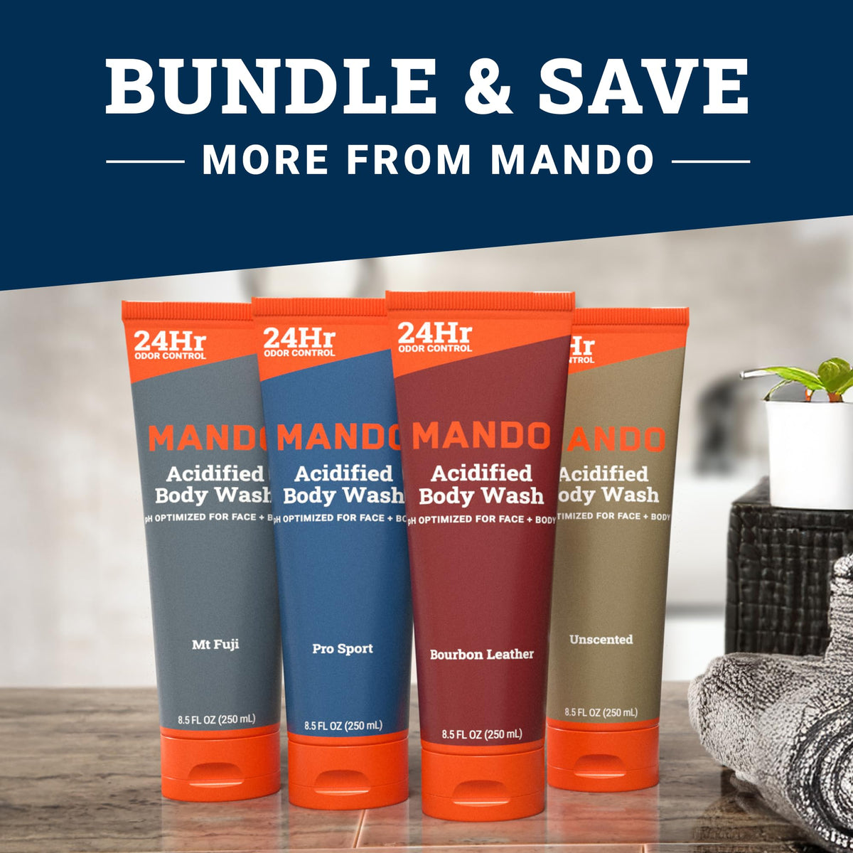 Mando Acidified Body Wash Mt Fuji label highlights botanical notes.