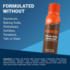 Mando aluminum-free icon signals safe, metal-free formula.