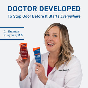 Mando formula labeled dermatologist-tested and aluminum-free for daily use