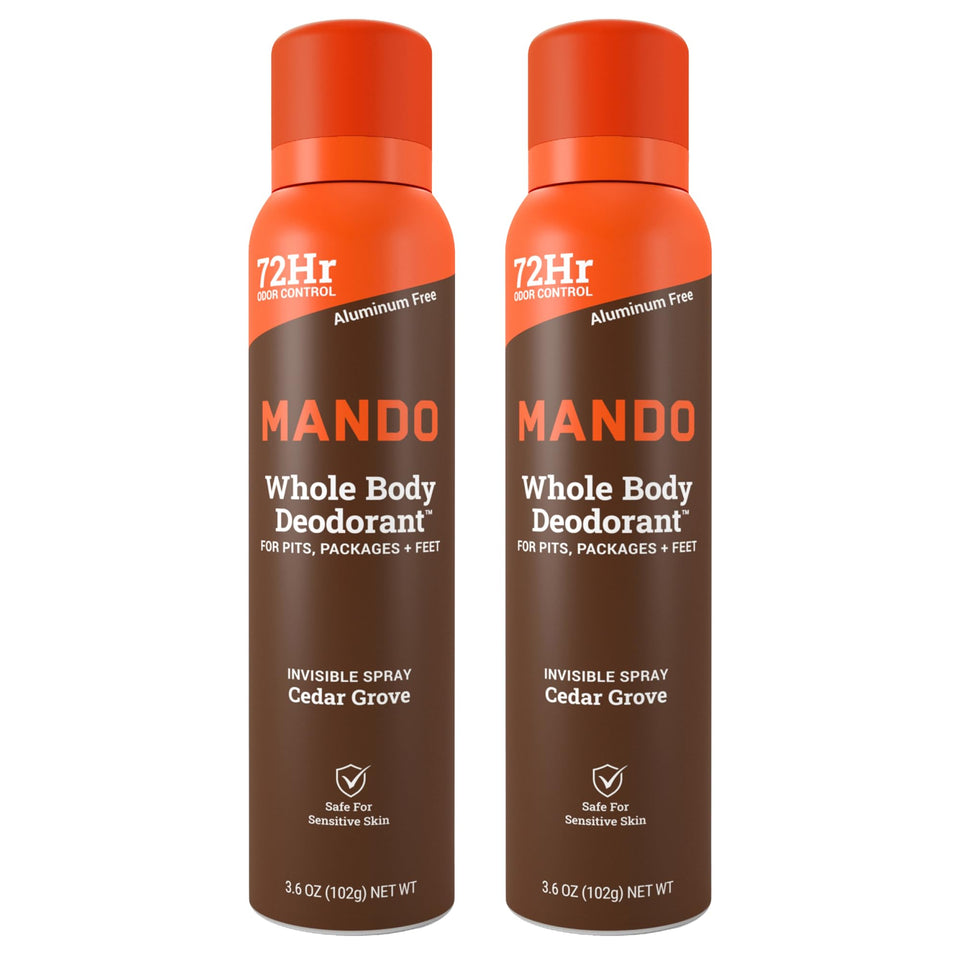 Mando invisible spray deodorant bottle showing easy, mess-free odor control.