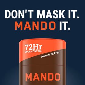 Mando multi-use odor control suitable for pits, packages, feet, and more.