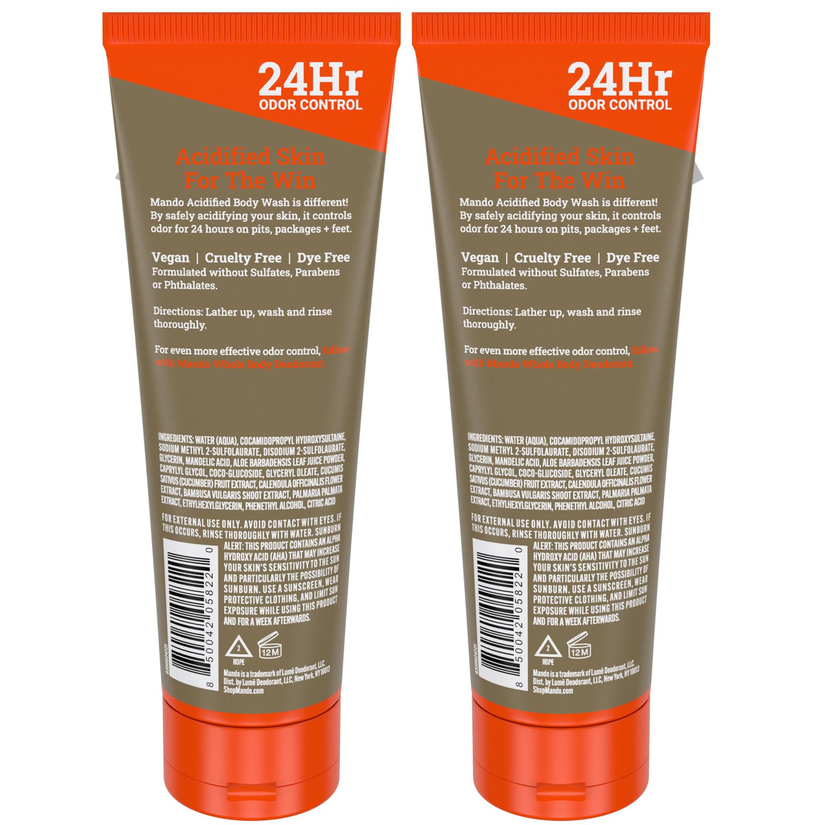 Mando Odor Shield unscented-packaging placed beside towels for sensitive-skin use.