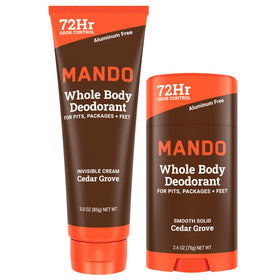 Mando whole body deodorant cream tube for long-lasting freshness across the body.