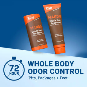 Mando whole body deodorant solid stick for convenient, mess-free odor management on the go.