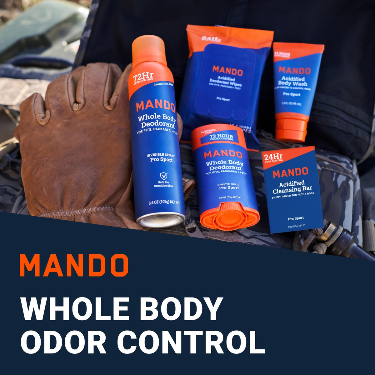 Mando deodorant spray in Pro Sport line for quick refresh