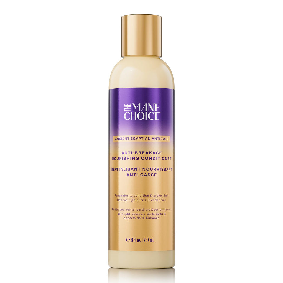 The Mane Choice Ancient Egyptian Anti-Breakage Conditioner bottle delivers hydration for dry hair.