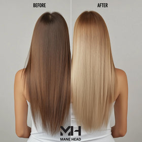 MANE HEAD bleach powder mixing creates creamy consistency for even coverage.