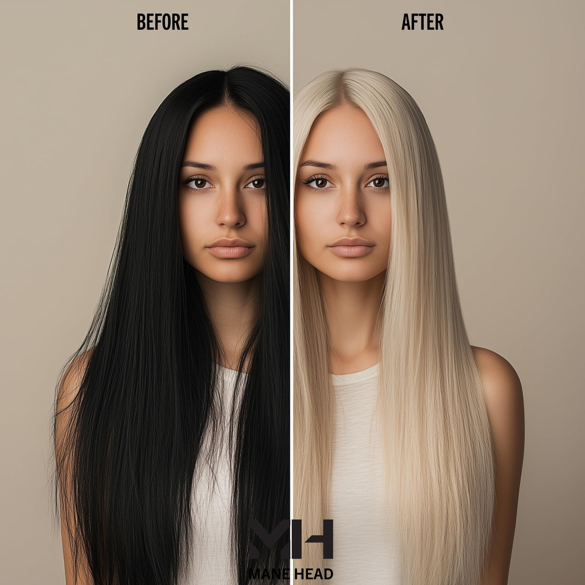 MANE HEAD bleach powder achieves platinum or icy blond transforms.