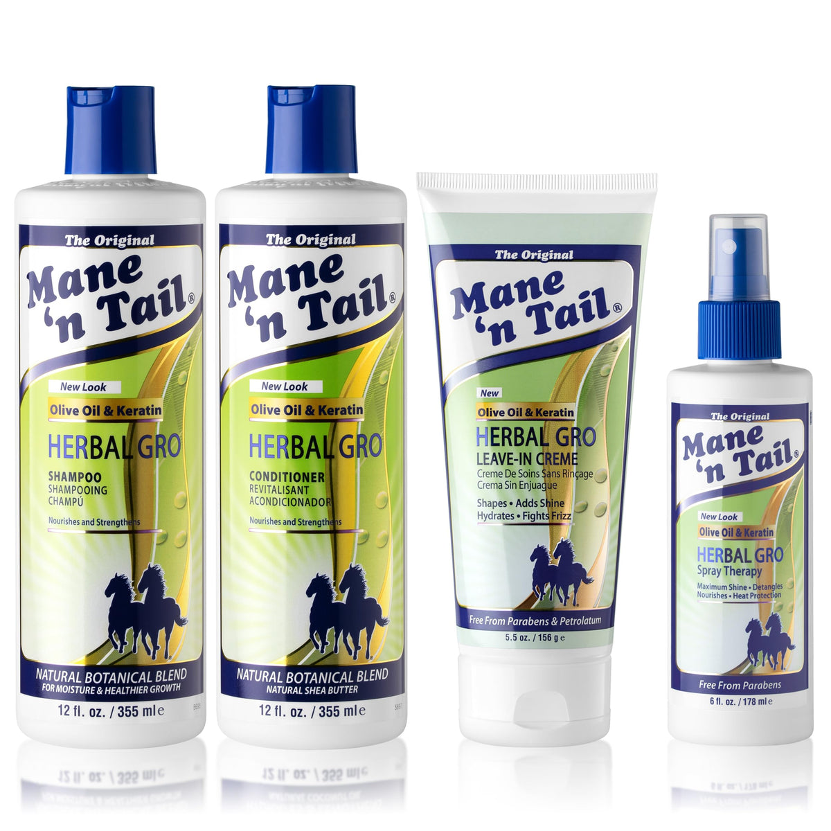 Mane 'n Tail Herbal Gro Shampoo bottle boosts shine and detangles for silky hair