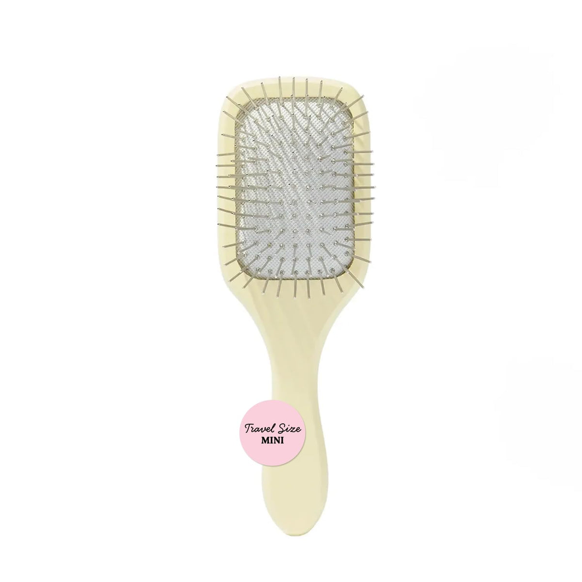 Mane Ready or Knot mini detangling brush close-up showing durable birch wood for gentle detangling.