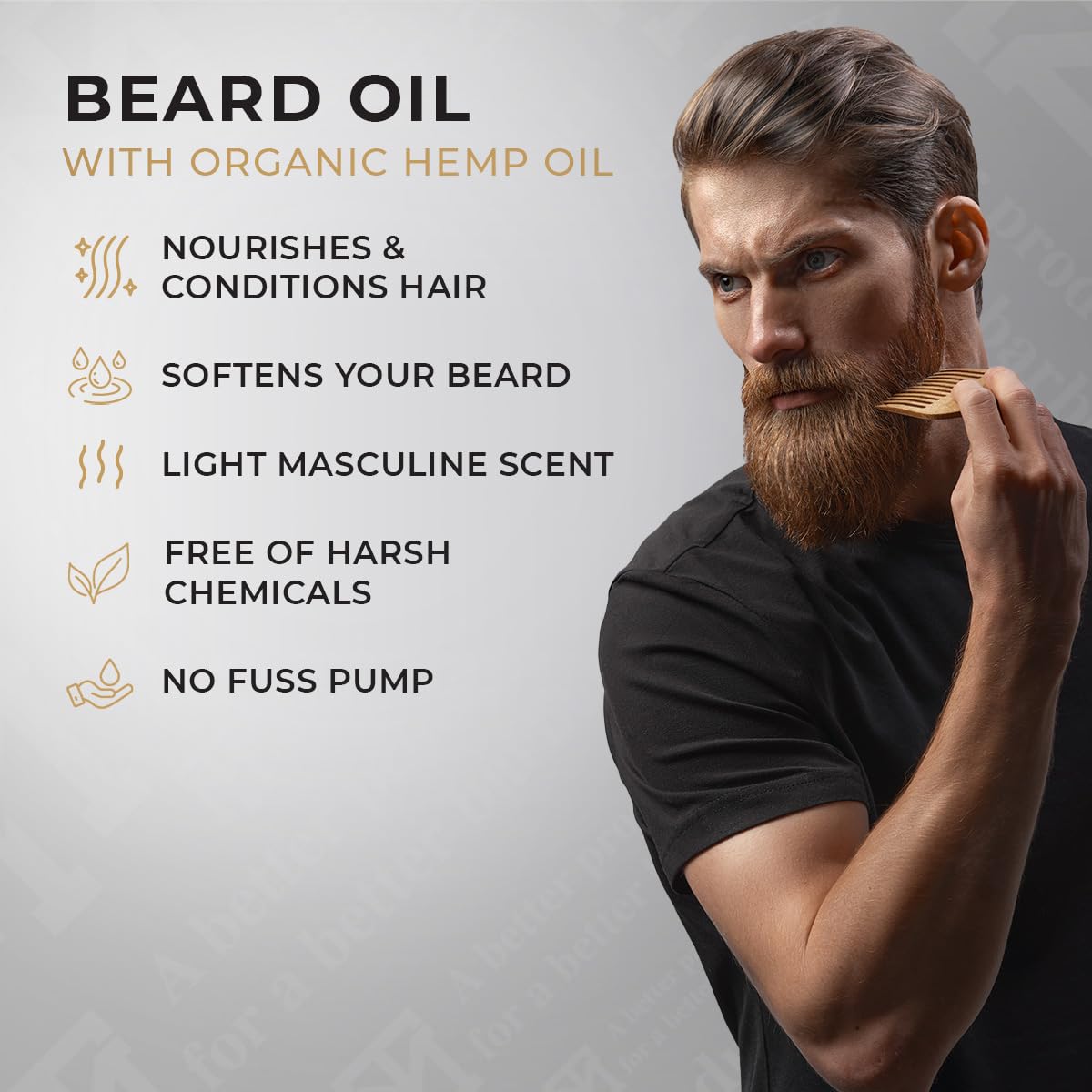 Mane Tame organic hemp oil illustration for natural beard nourishment