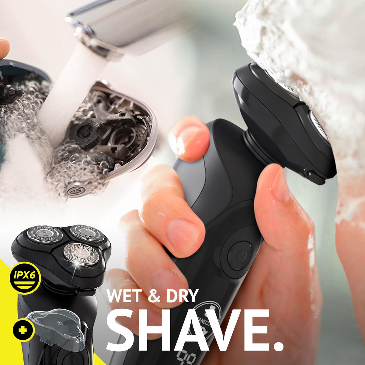 MANECODE razor LED display and IPX6 waterproof body in view.