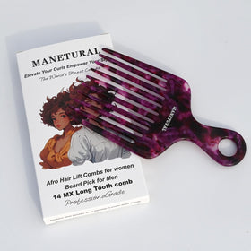 MANETURAL 14MX curly-hair wide-tooth comb purple taming curls.