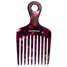 MANETURAL 14MX hair comb for women in purple, smooths curls and detangles gently.