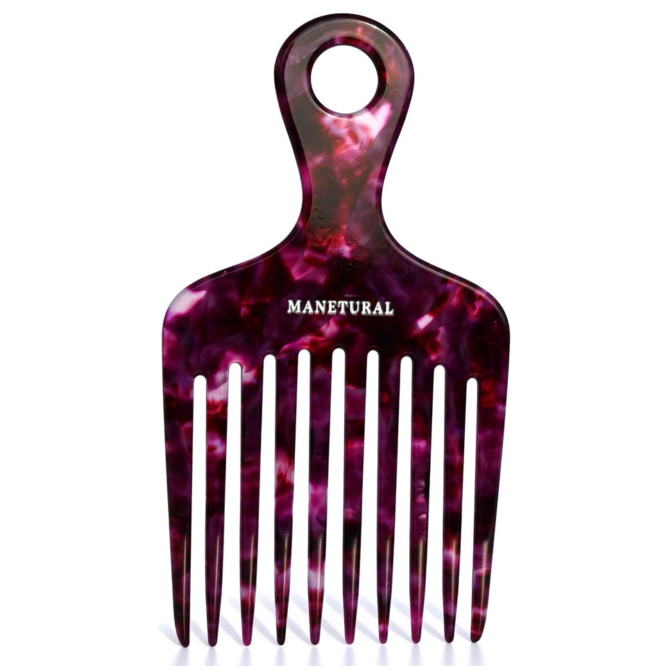 MANETURAL 14MX hair comb for women in purple, smooths curls and detangles gently.