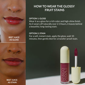 Mango People Beet Juice shade offers vibrant tone that transitions from gloss to soft stain.