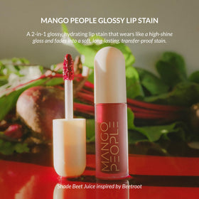 Mango People Gloss-to-Stain lip product provides high shine that settles into a transfer-proof tint.