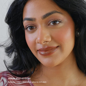 Mango People Jamun Jelly shine to tint shows dual finish on lips