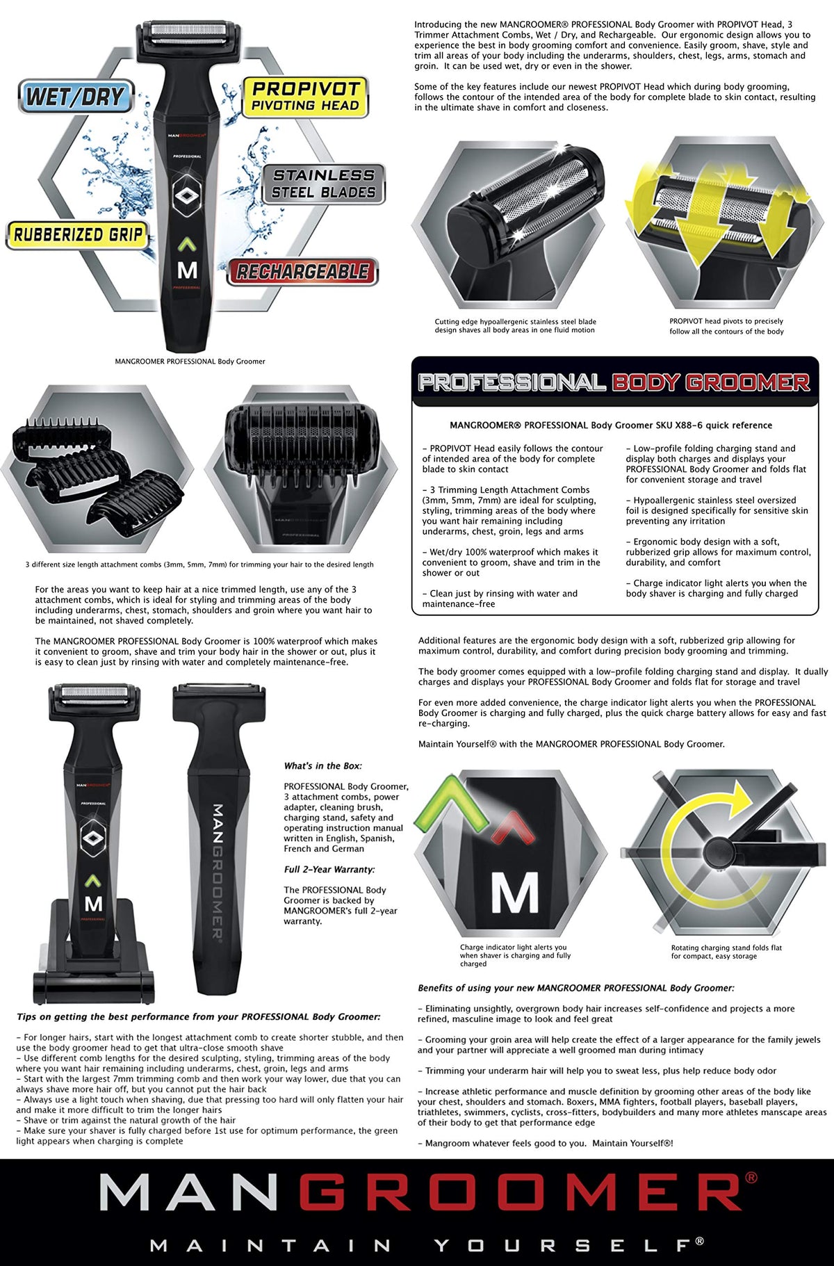 Mangroomer 2.0 Charging Stand keeps the device organized.