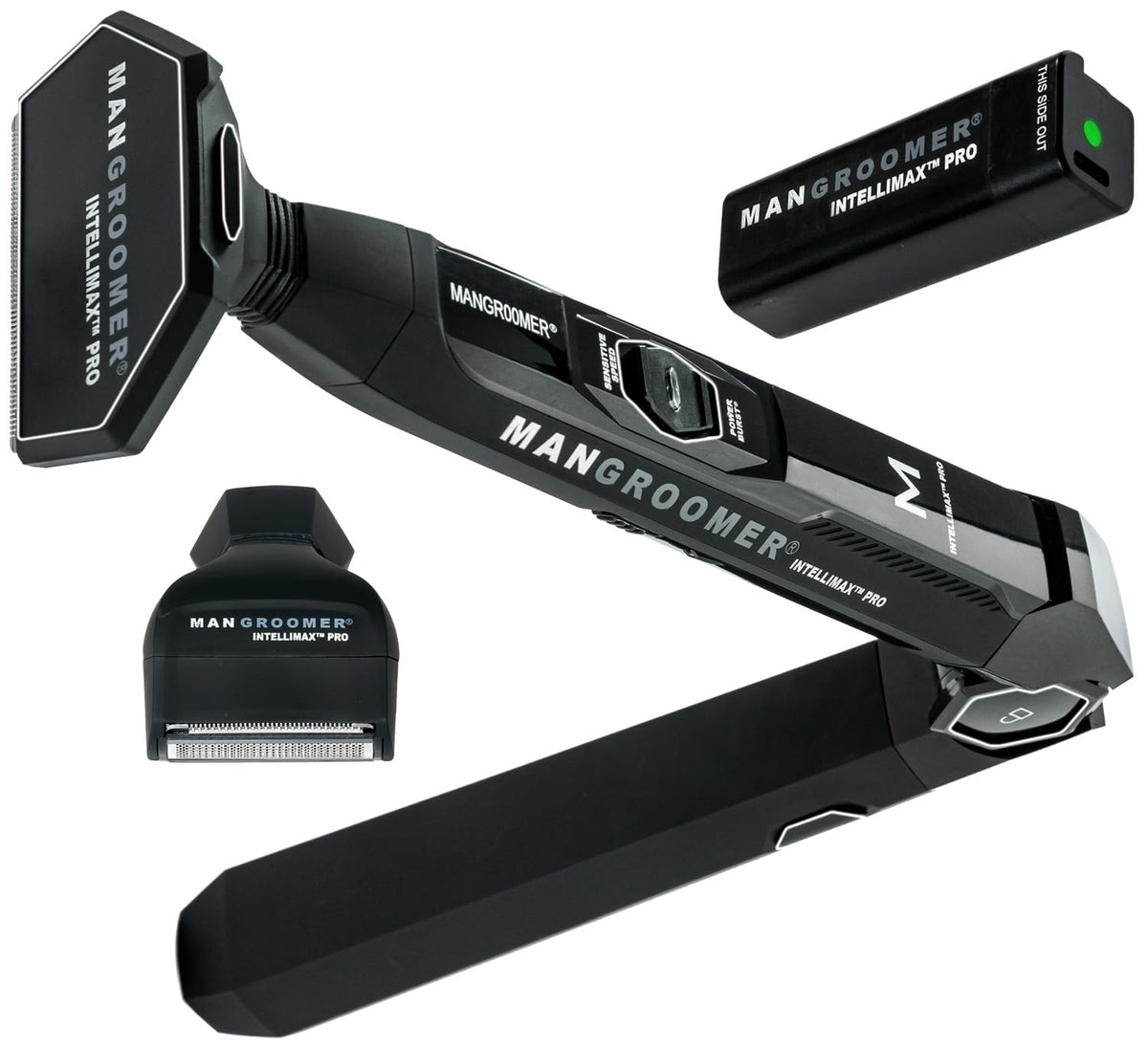 MANGROOMER INTELLIMAX PRO back shaver with a 2.7-inch wide blade for broad coverage.