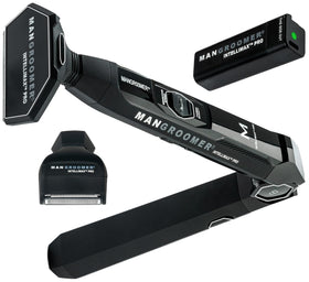 MANGROOMER INTELLIMAX PRO back shaver with a 2.7-inch wide blade for broad coverage.