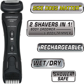 MANGROOMER Lithium Max Plus side view shows dual-action design for versatile grooming.