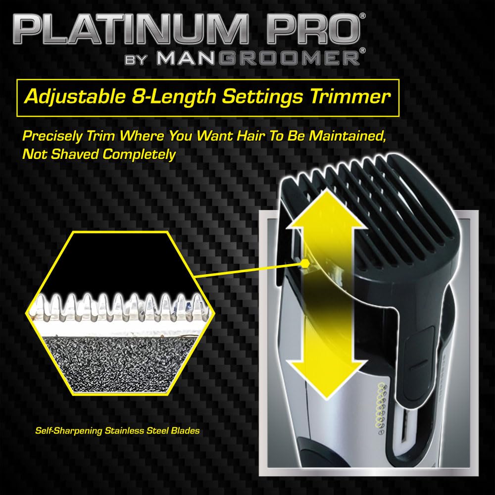 8-length settings for precise trimming of longer body hair
