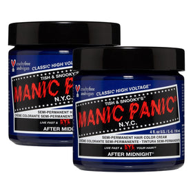 MANIC PANIC After Midnight bottle for vibrant blue dye application.