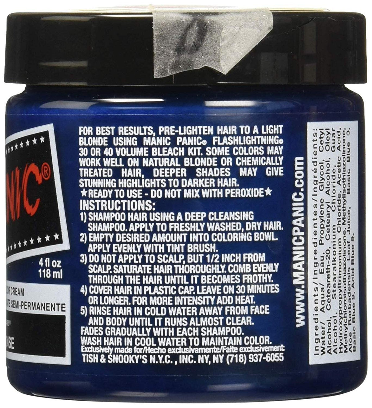 MANIC PANIC Atomic Turquoise dye poured for bold neon results at home.