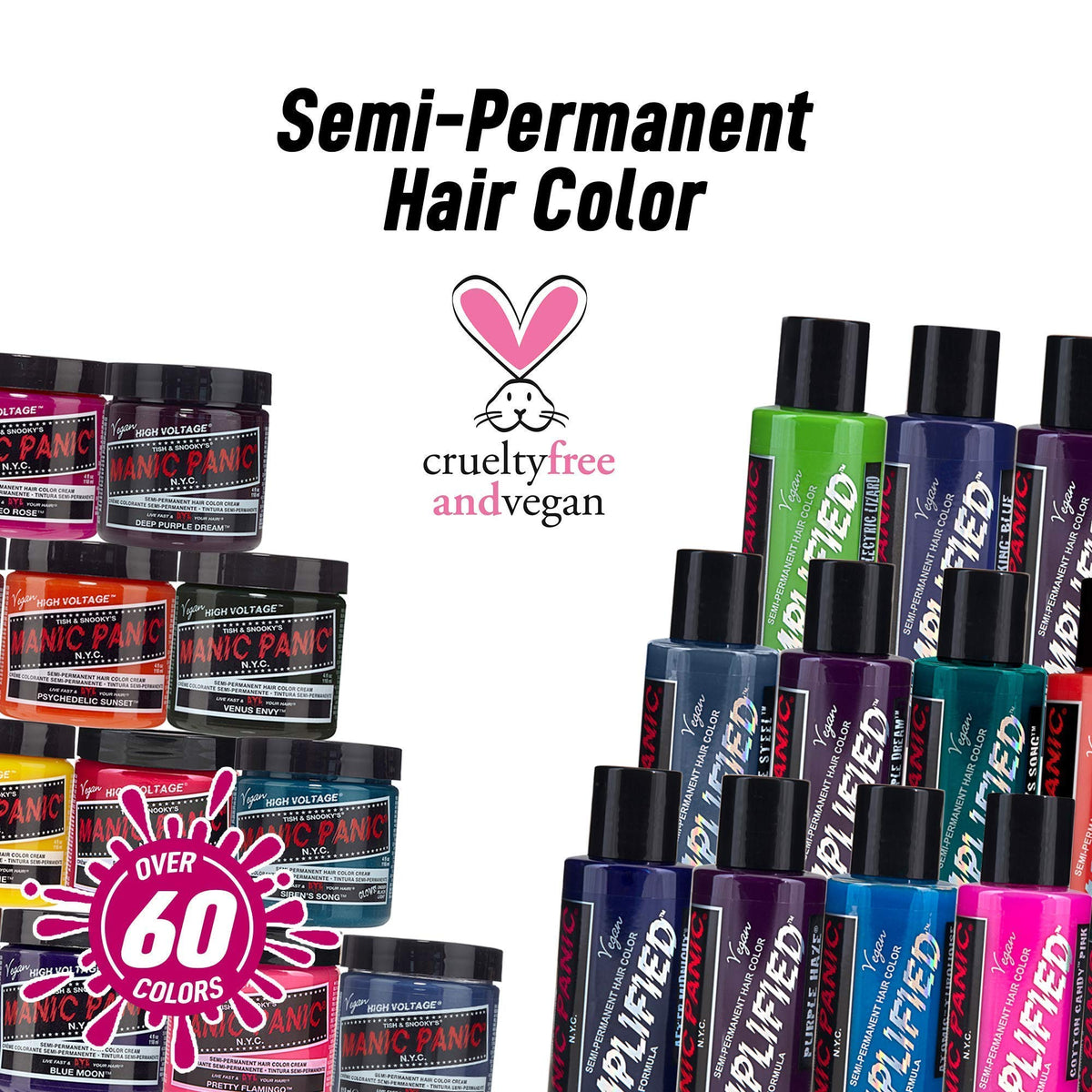 MANIC PANIC Atomic Turquoise finished hair splash emphasizing long-lasting color.