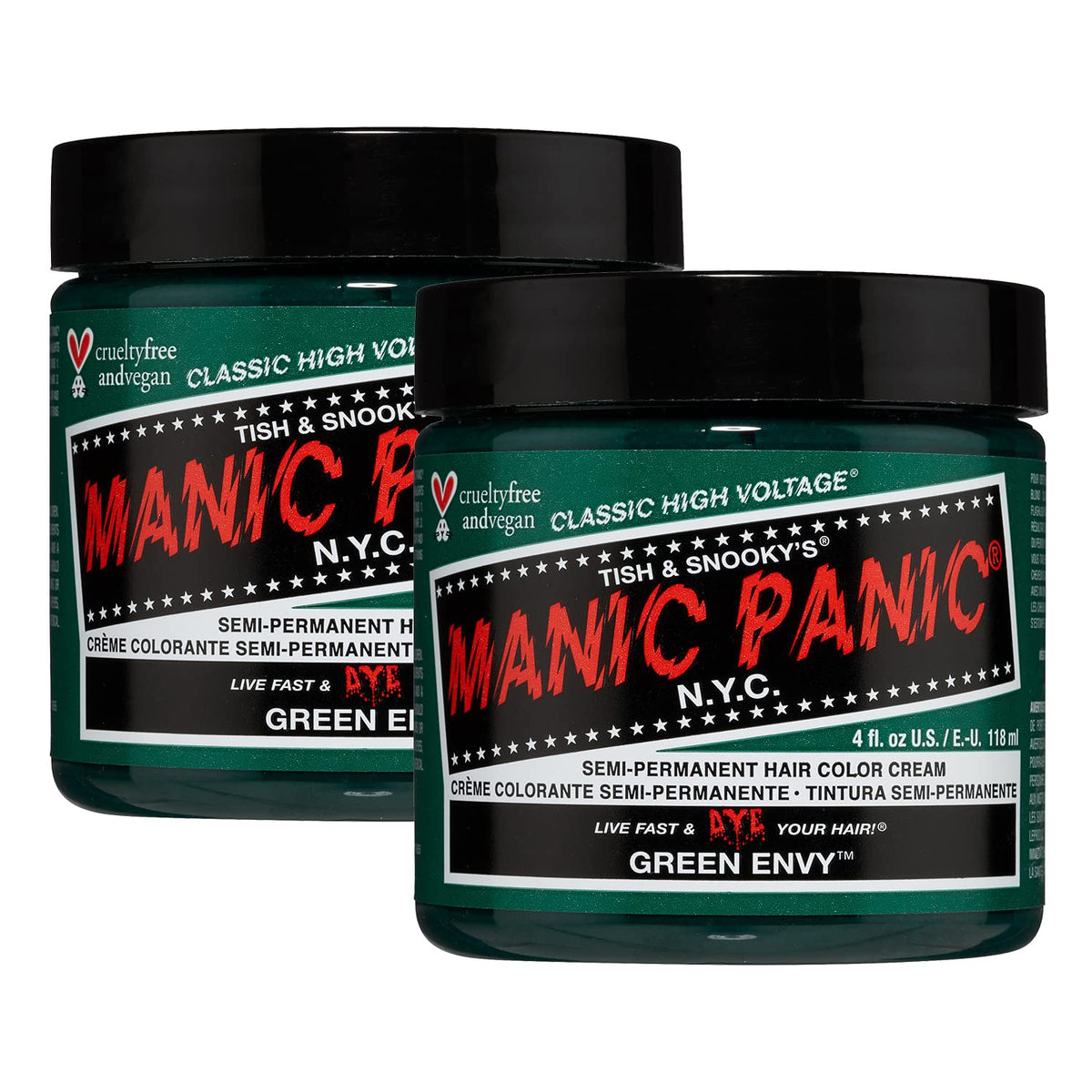 MANIC PANIC Classic Green Envy bottle pour shows vibrant emerald green color for bold DIY styling