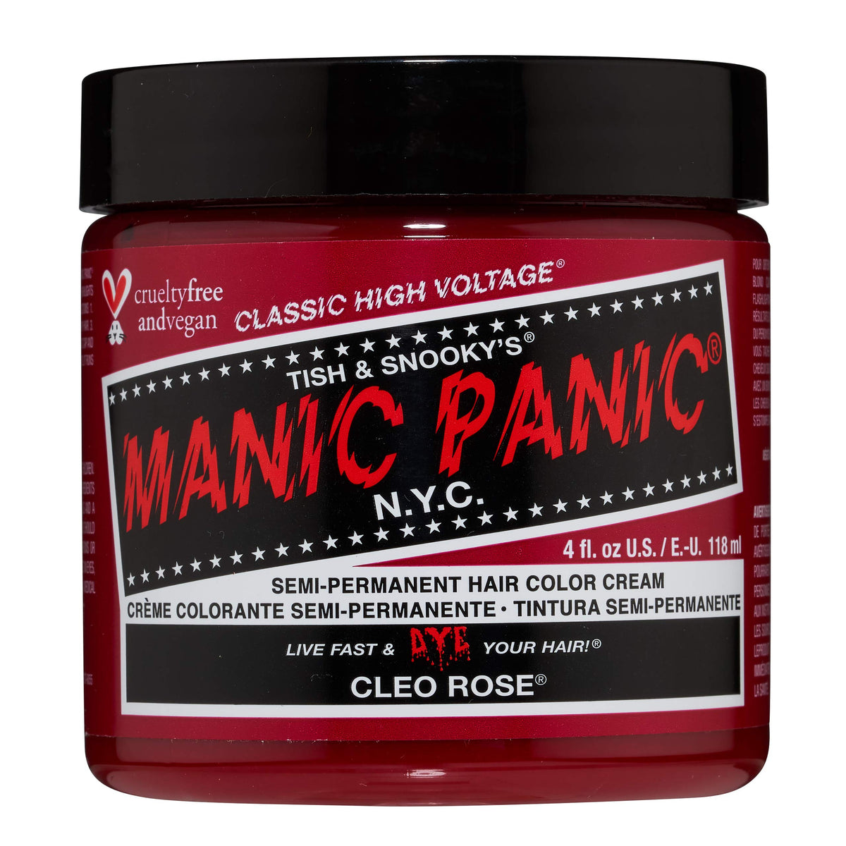 MANIC PANIC Cleo Rose bottle with vibrant warm magenta pigment for bold color