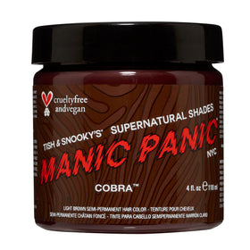 MANIC PANIC Cobra Light Brown bottle pour showing creamy color for easy application