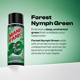 MANIC PANIC Deep Forest Green conditioner bottle being poured for easy at-home use.