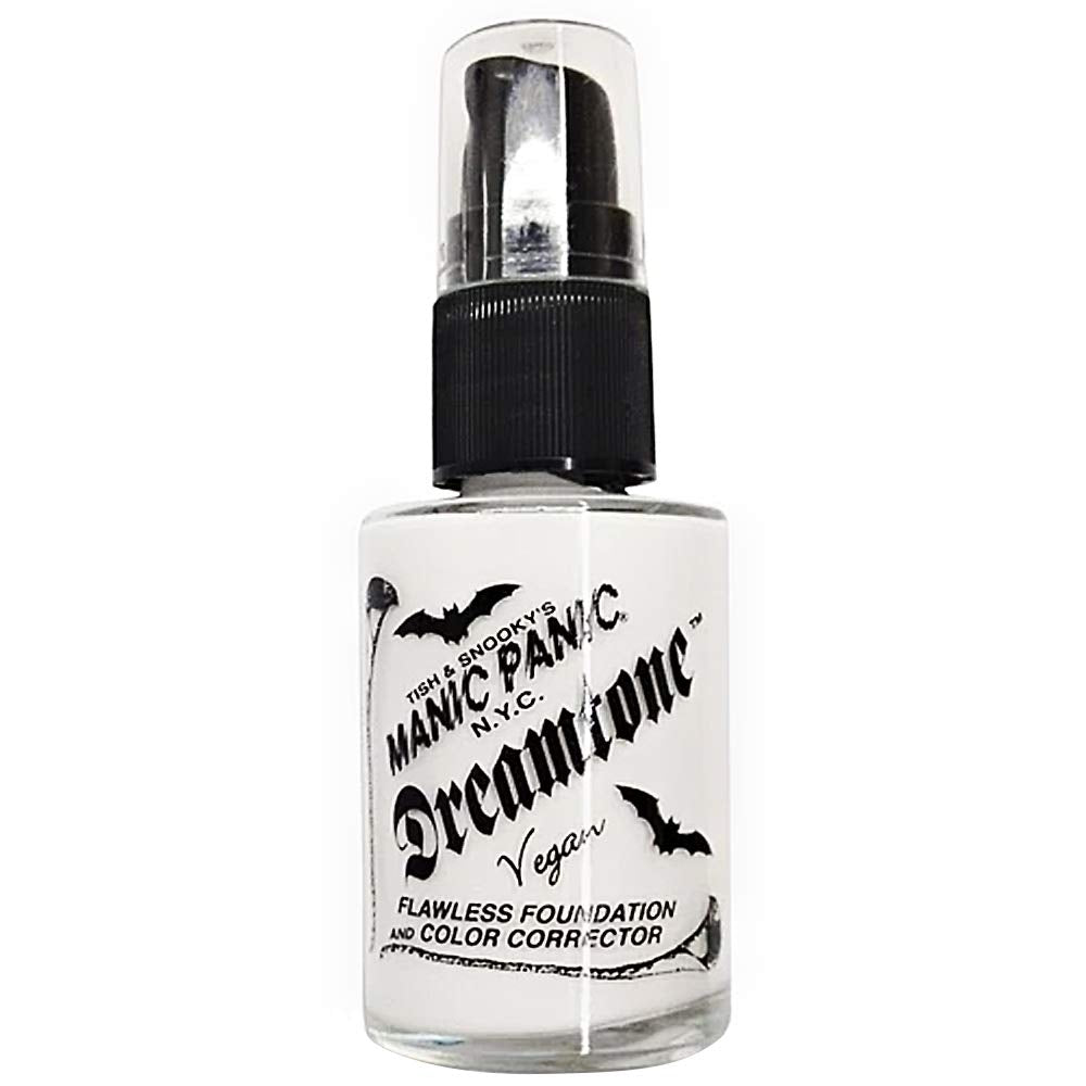 MANIC PANIC Dreamtone White Foundation bottle close-up showing creamy formula for a flawless base