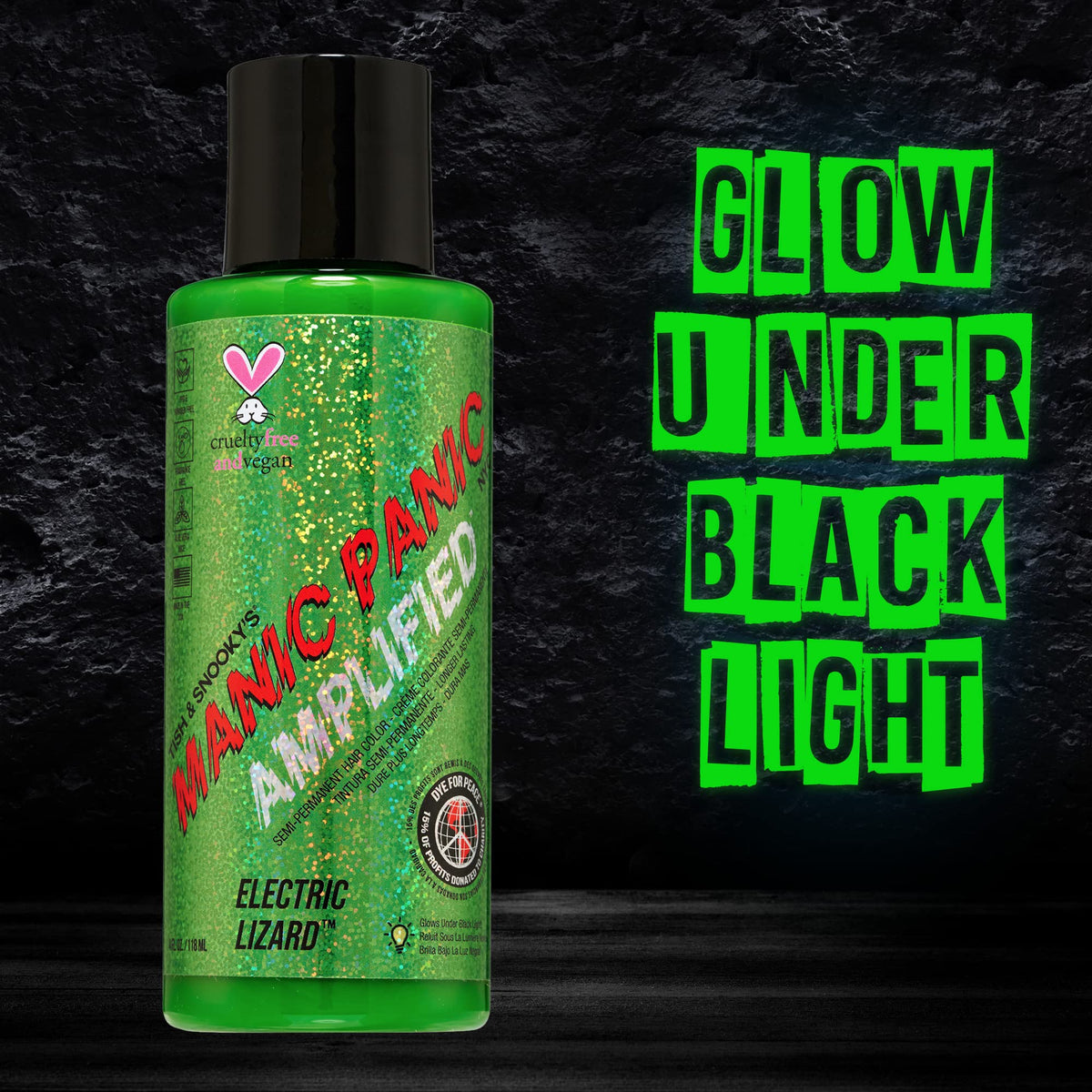 MANIC PANIC Electric Lizard neon-green jar displaying color intensity for bold looks.