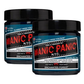 Manic Panic Enchanted Forest tub front showing deep teal green shade for bold color application
