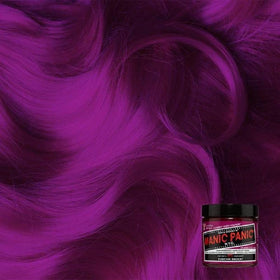 MANIC PANIC Fuschia Shock dye bottle label highlights vegan and cruelty-free formula