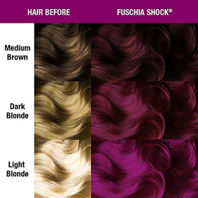 MANIC PANIC Fuschia Shock hair application demonstrates easy, even coverage