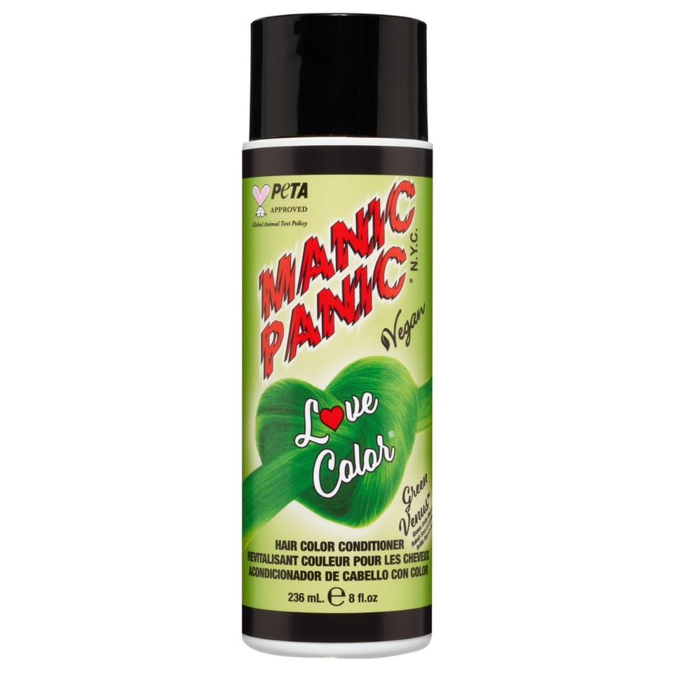MANIC PANIC Green Venus bottle showcases vibrant neon color for refreshing shade.
