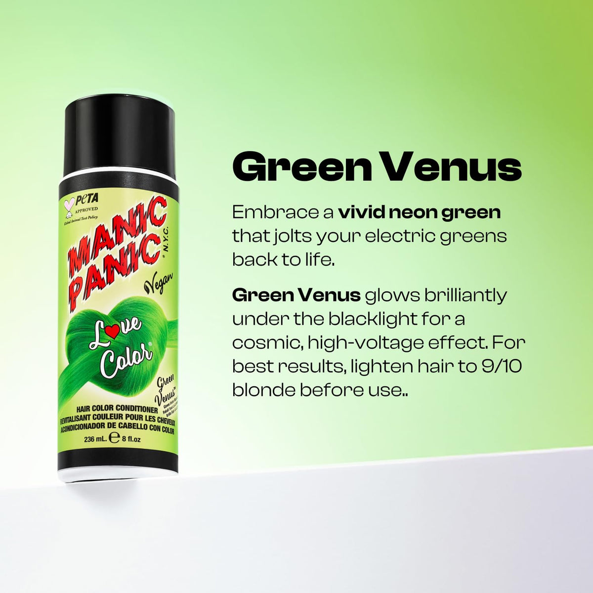 MANIC PANIC Green Venus conditioner application on damp hair for color refresh.