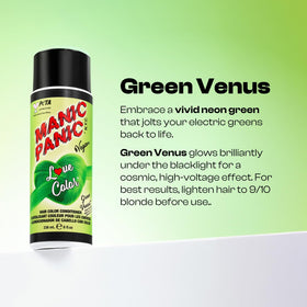 MANIC PANIC Green Venus conditioner application on damp hair for color refresh.